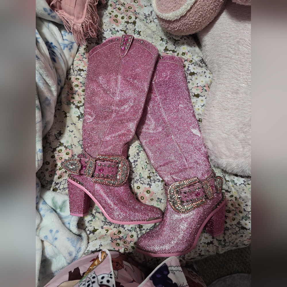 Dollskill pink rhinestone boots